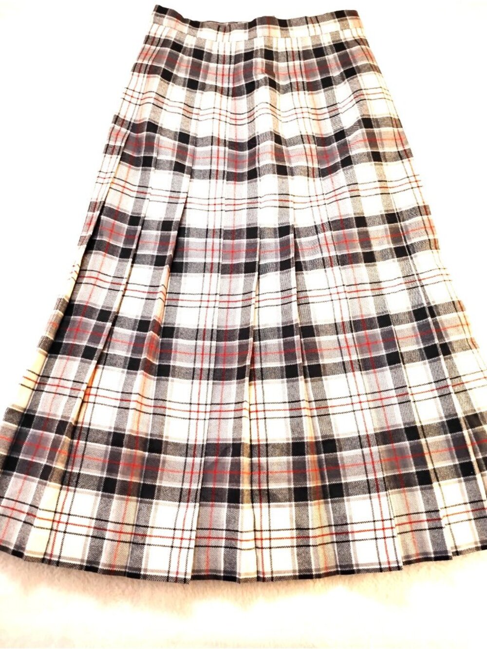 Vtg Designed By Deans Of Scotland Pure New Wool Midi Skirt Pleated Plaid Size 8